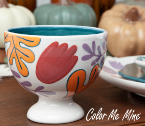Vernon Hills Color Me Mine Floral Pedestal Bowl